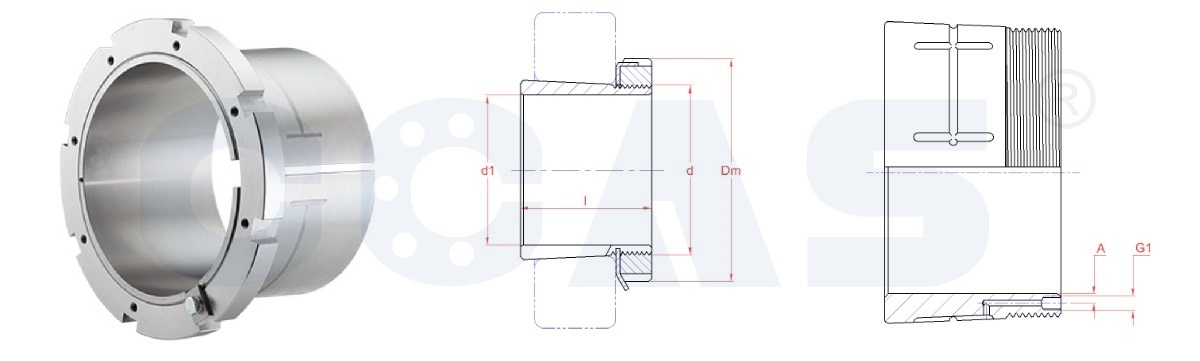 Drawing of OHE 23 Series & OHE 30 Series Hydraulic Adapter Sleeves